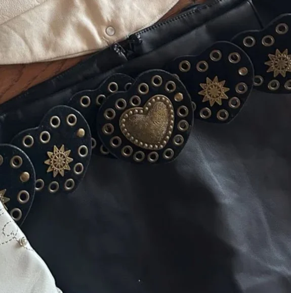 Free People Black Celestial Romance Heart Embellished Belt - Picture 12 of 12